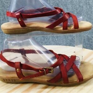 Genuine Leather Sundance Red Sandals with Adjustable Ankle Strap
